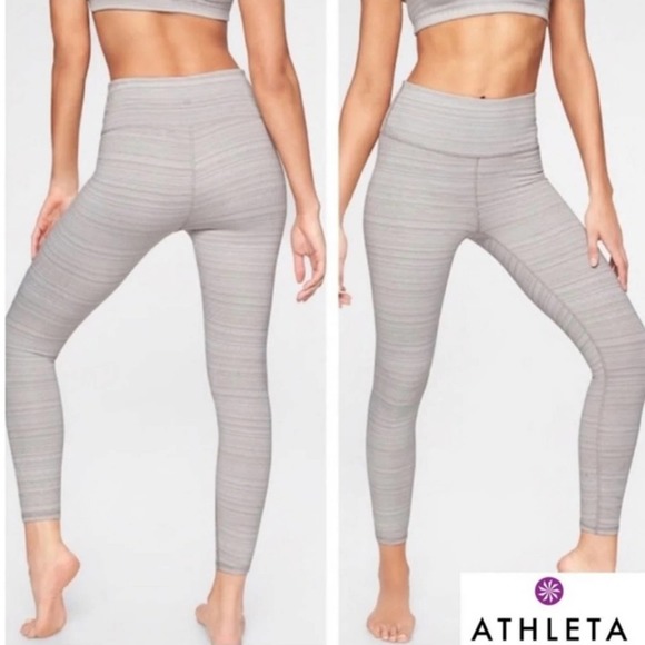 ATHLETA High-rise Jacquard Chaturanga Leggings | Light Gray | Textured | Size-S - Picture 2 of 11